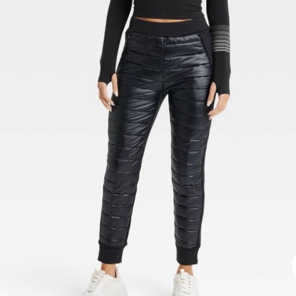 Joy Lab Black Quilted Jogger Puffer Pants - Picture 1 of 10
